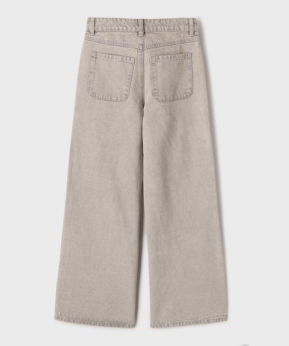 Jean wide leg en denim délavé avec grandes poches plaquées fille vue3 - GEMO (JUNIOR) - GEMO