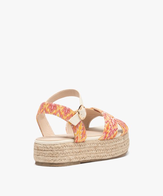 Sandales femme plateforme en corde dessus toile vue4 - GEMO (CASUAL) - GEMO