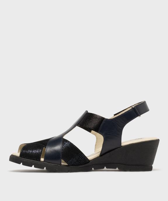 Sandales confort dessus cuir fermeture scratch femme vue3 - G'FLEX - GEMO