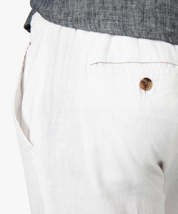 Pantalon homme straight en lin mélangé à taille élastiquée vue2 - GEMO (HOMME) - GEMO