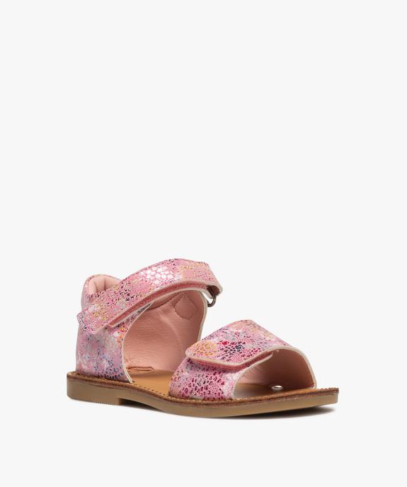 Sandales fille multicolores à brides scratch vue2 - GEMO (ENFANT) - GEMO