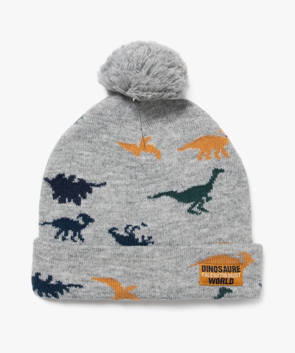 Bonnet à pompon et revers motif dinosaures garçon vue1 - GEMO 4G GARCON - GEMO