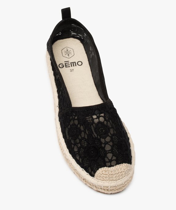 Espadrilles femme à talon plat dessus dentelle unie vue5 - GEMO(URBAIN) - GEMO