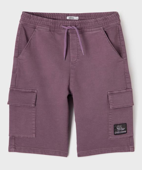 Bermuda cargo en coton stretch à coloris unique garçon vue2 - GEMO (JUNIOR) - GEMO