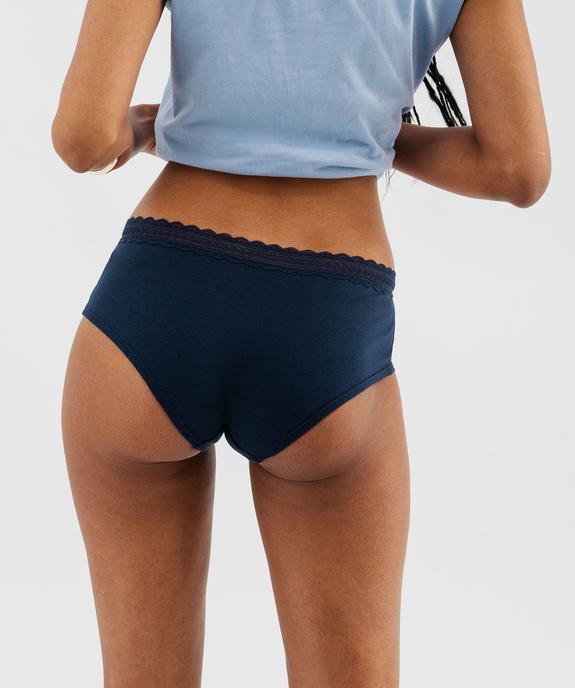 Shorty uni en coton stretch avec ceinture en dentelle femme (lot de 2) vue6 - GEMO 4G FEMME - GEMO