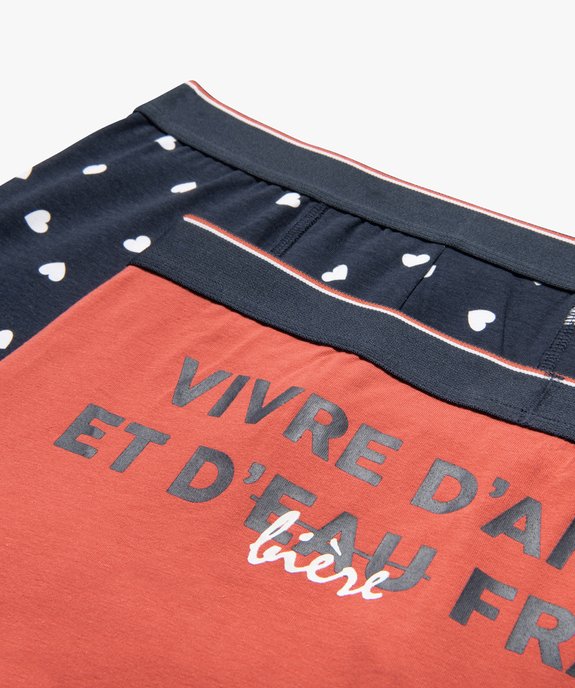 Boxer homme avec motifs cœurs et inscription (lot de 2) vue3 - GEMO 4G HOMME - GEMO