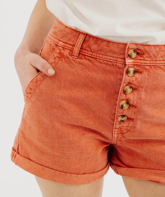 Short en twill ample taille haute à boutons femme vue2 - GEMO 4G FEMME - GEMO
