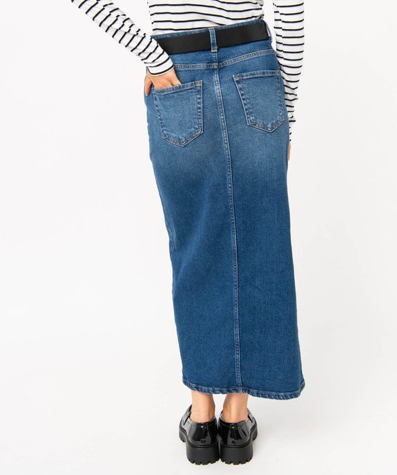 Jupe longue en denim fendue devant femme vue3 - GEMO(FEMME PAP) - GEMO