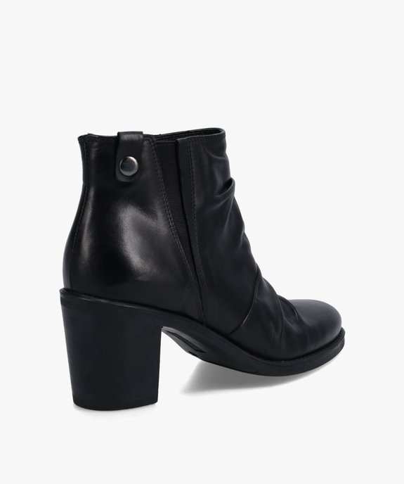 Boots femme à talon dessus en cuir drapé uni vue4 - GEMO(URBAIN) - GEMO