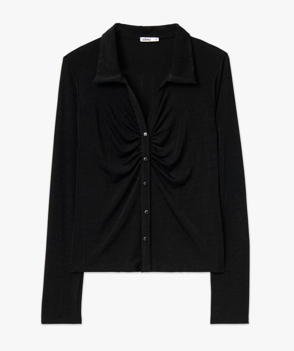 Tee-shirt à manches longues avec col chemise et boutons femme vue4 - GEMO(FEMME PAP) - GEMO