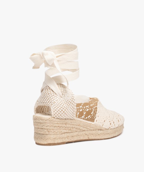 Sandales femme compensées dessus macramé uni vue4 - GEMO(URBAIN) - GEMO