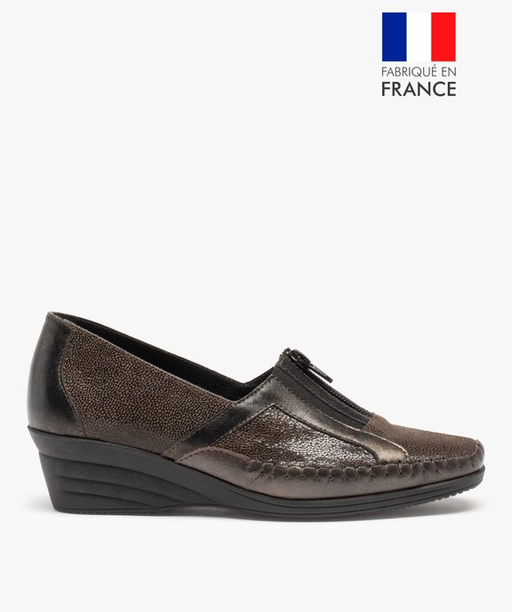 Mocassins confort femme en cuir fermeture zippée vue1 - GEMO (CONFORT) - GEMO