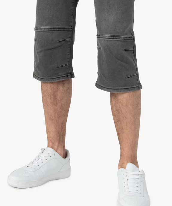 Bermuda/pantacourt homme en jean légèrement délavé vue2 - GEMO (HOMME) - GEMO
