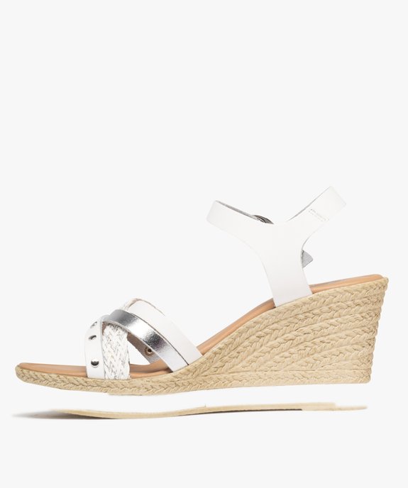 Sandales à brides en cuir sur semelle compensée femme - Tanéo vue3 - TANEO - GEMO