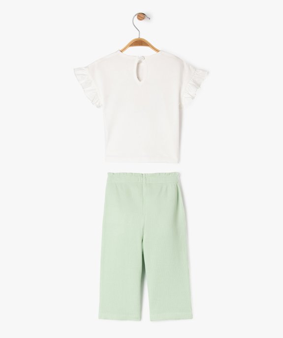 Ensemble 2 pièces pantalon et tee-shirt manches courtes bébé fille vue3 - GEMO(BEBE DEBT) - GEMO