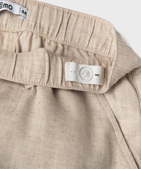 Pantalon en coton et lin avec taille ajustable garçon vue3 - GEMO (ENFANT) - GEMO