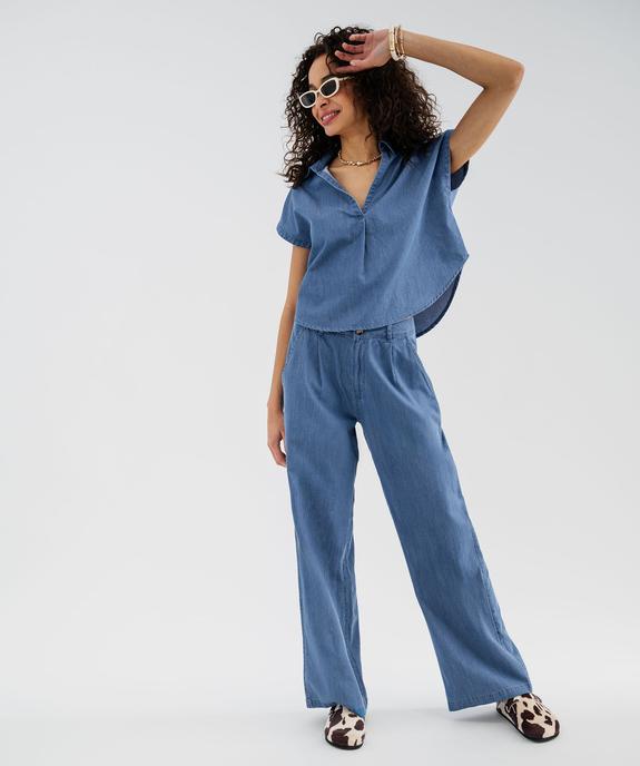 Blouse sans manches en toile denim fluide femme vue4 - GEMO(FEMME PAP) - GEMO