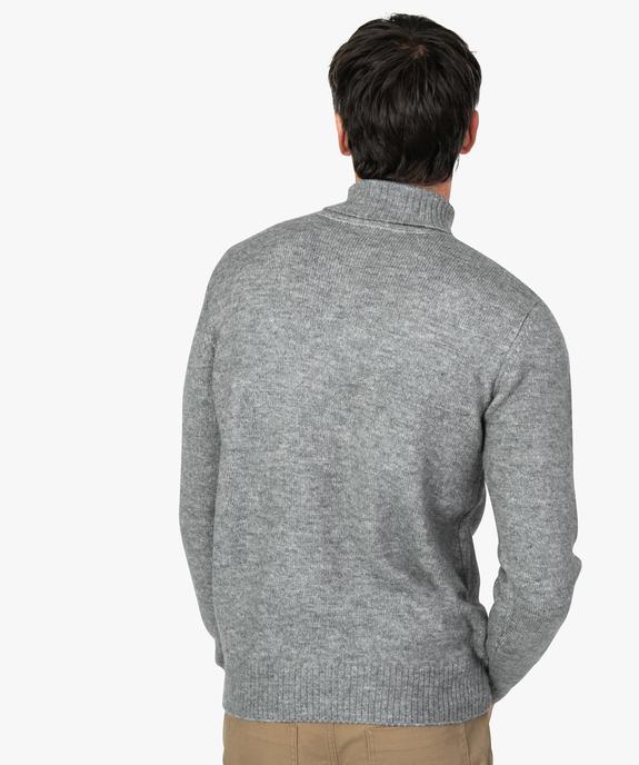 Pull homme à col roulé en maille chinée vue3 - GEMO (HOMME) - GEMO