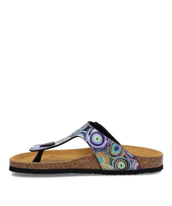 Mules femme à talon plat et bride entre-doigts imprimée vue3 - GEMO (CASUAL) - GEMO