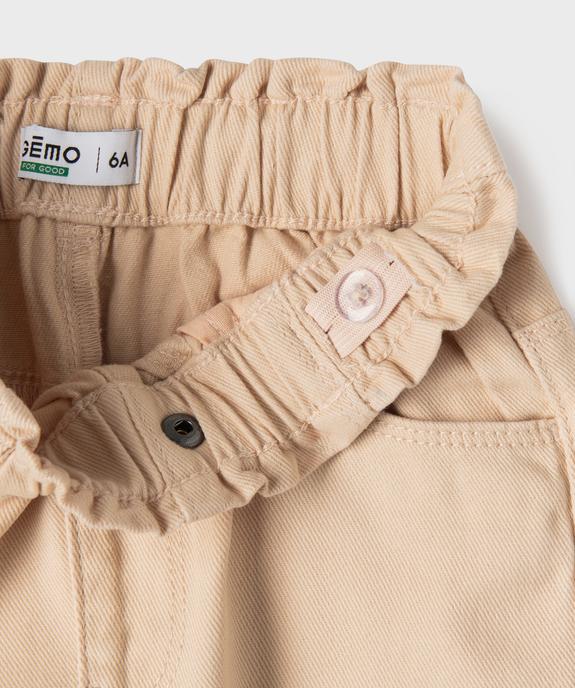 Pantalon straight en toile de coton taille ajustable fille vue4 - GEMO 4G FILLE - GEMO