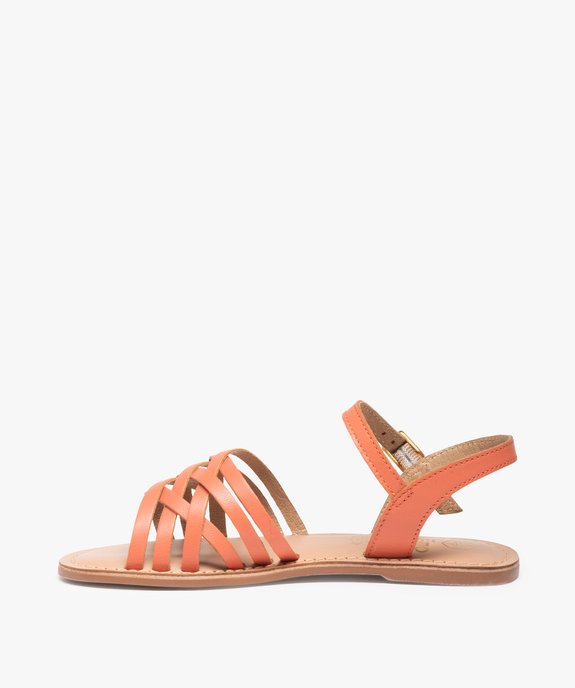 Sandales fille à fines lanières en cuir uni vue3 - GEMO (ENFANT) - GEMO