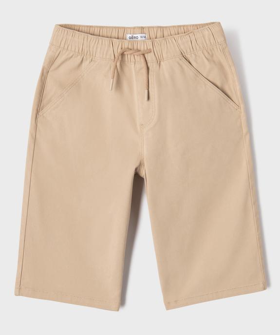 Bermuda en coton stretch coupe loose avec taille élastique garçon vue1 - GEMO 4G GARCON - GEMO
