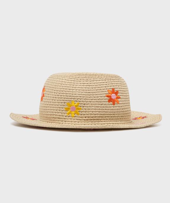 Chapeau de paille avec broderies fleurs bébé fille vue1 - GEMO (ACCESS) - GEMO