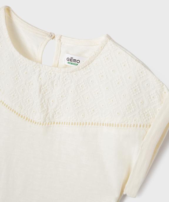 Tee-shirt manches courtes loose à plastron fille vue2 - GEMO 4G FILLE - GEMO