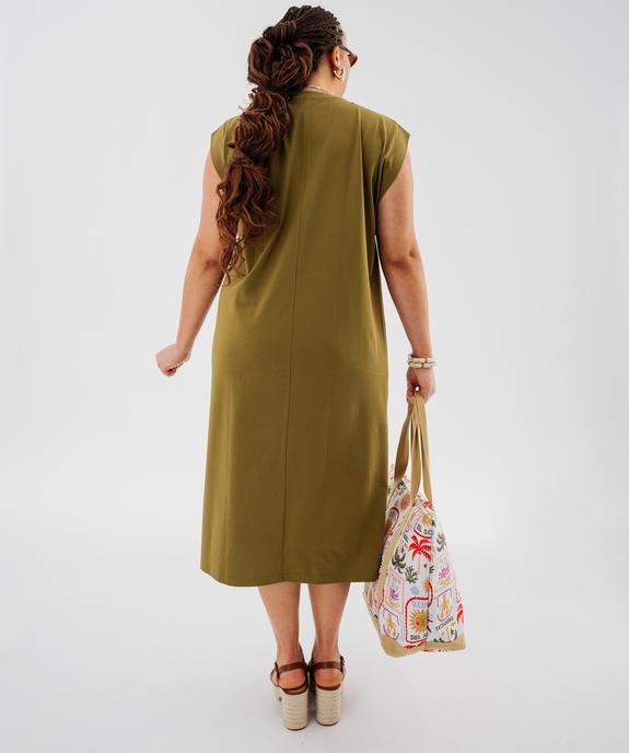 Robe tee-shirt longue en jersey de coton femme grande taille vue3 - GEMO 4G GT - GEMO