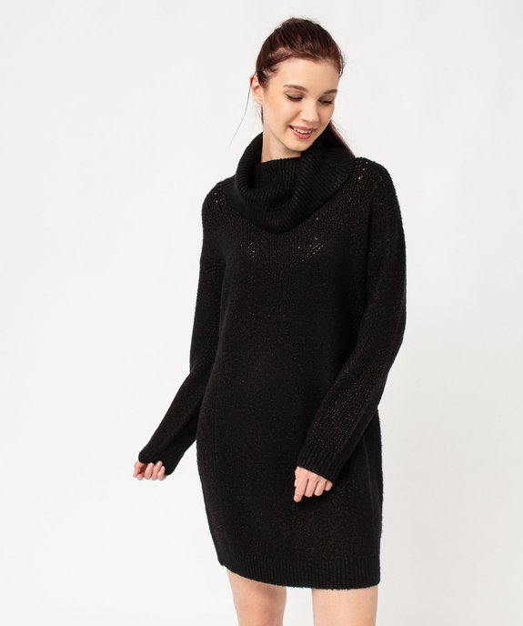 Robe pull pailletée avec grand col roulé femme vue2 - GEMO(FEMME PAP) - GEMO