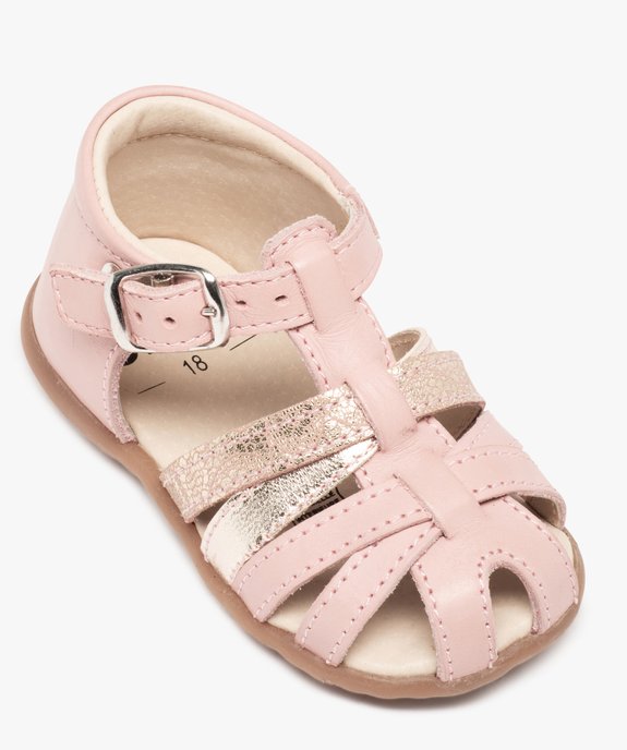 Sandales premiers pas bébé fille à brides en cuir vue5 - GEMO(BEBE DEBT) - GEMO