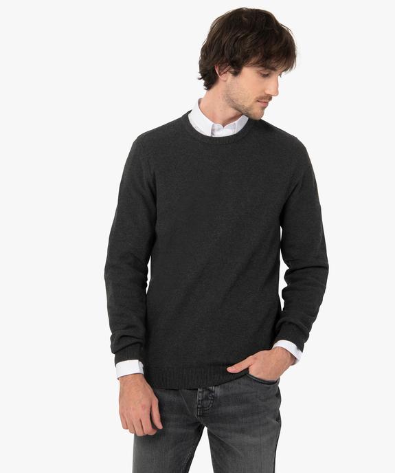Pull homme uni en maille fantaisie  vue1 - GEMO (HOMME) - GEMO