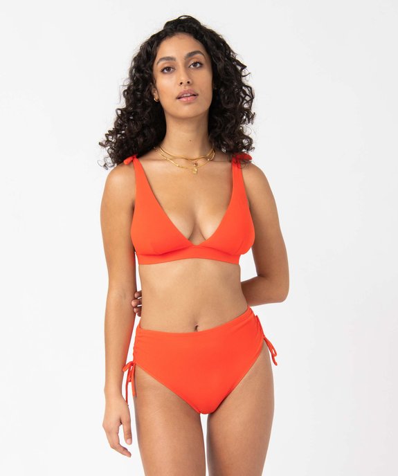 Slip de bain femme taille haute en maille texturée vue3 - GEMO 4G FEMME - GEMO