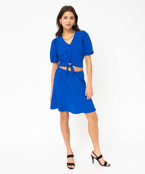 Jupe courte ample et fluide unie femme vue5 - GEMO(FEMME PAP) - GEMO