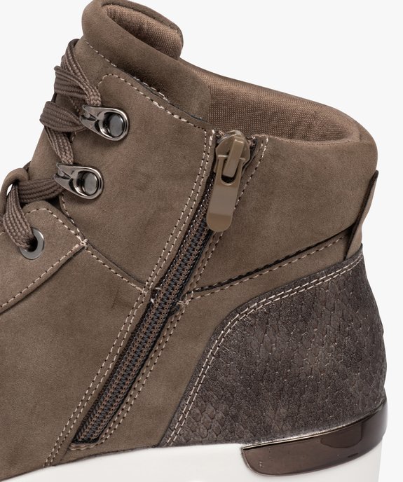 Baskets femme à talon compensé avec zip et lacets vue6 - SANS MARQUE - GEMO
