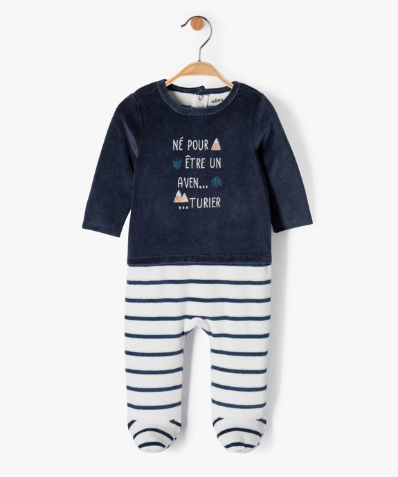 Pyjama bébé garçon velours bicolore effet 2 en 1 vue1 - GEMO(BB COUCHE) - GEMO