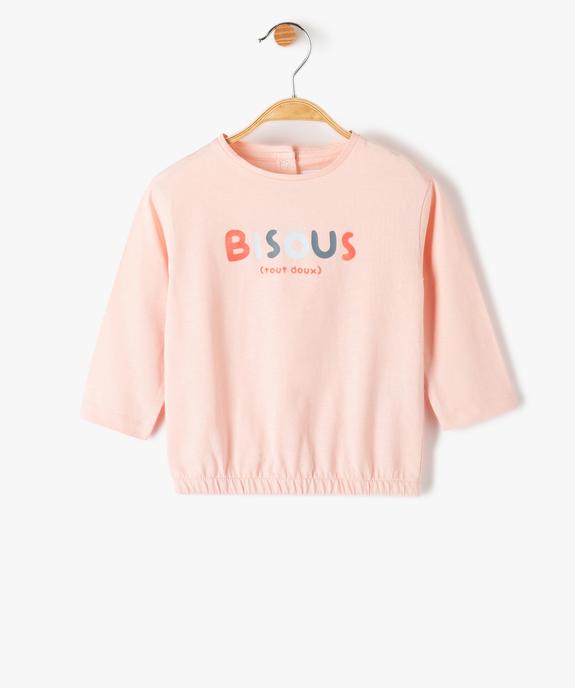 Tee-shirt bébé fille à manches 3/4 et taille élastiquée vue1 - GEMO(BEBE DEBT) - GEMO