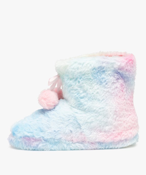Chaussons femme boots fourrées à pompons vue3 - GEMO(HOMWR FEM) - GEMO
