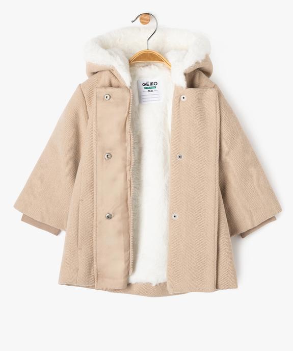 Manteau à capuche avec doublure peluche bébé fille vue2 - GEMO 4G BEBE - GEMO