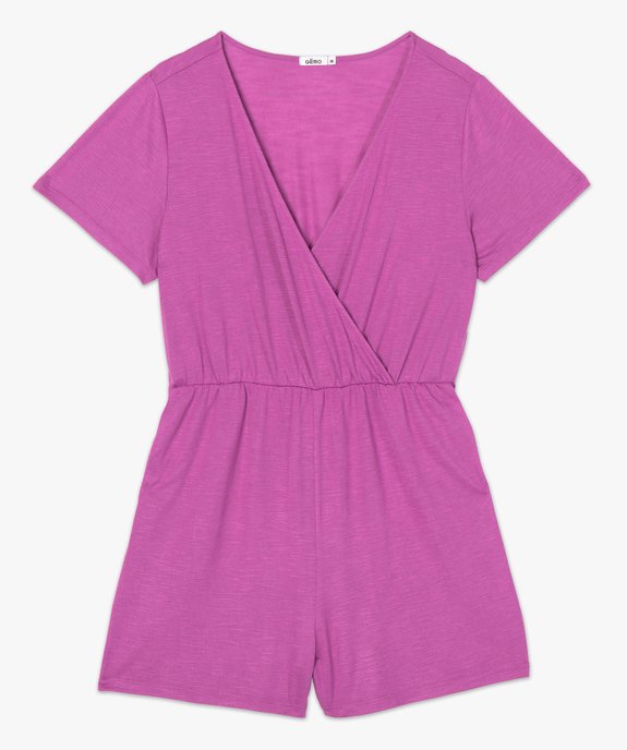 Combishort femme fluide décolleté cache-cœur vue4 - GEMO(FEMME PAP) - GEMO