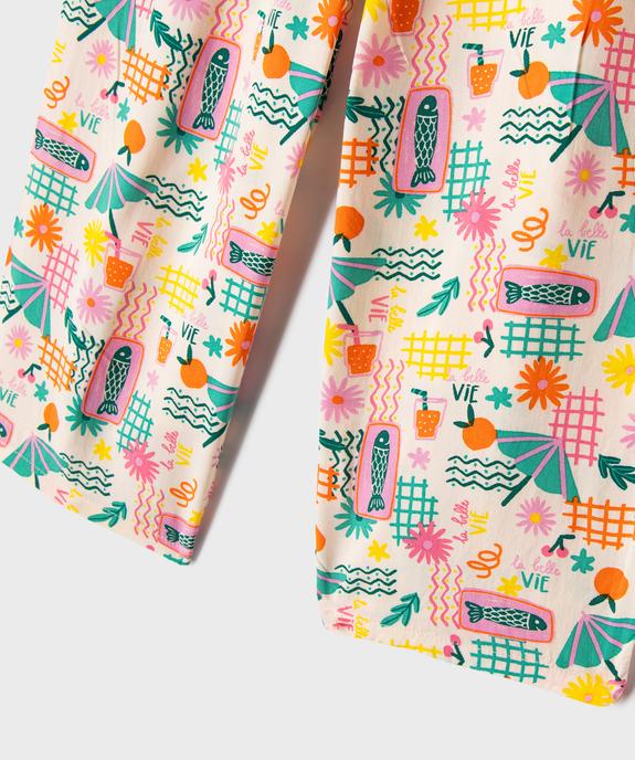 Pantalon large et fluide imprimé fantaisie fille vue3 - GEMO (ENFANT) - GEMO