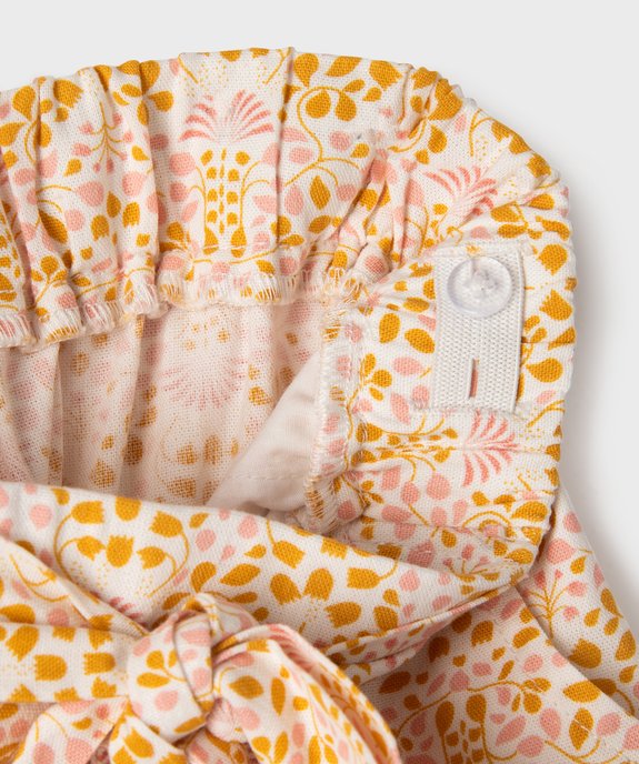 Pantalon large en toile fleurie légère à taille élastique fille - LuluCastagnette vue3 - LULU CASTAGNETTE GEMO FOR GOOD - GEMO