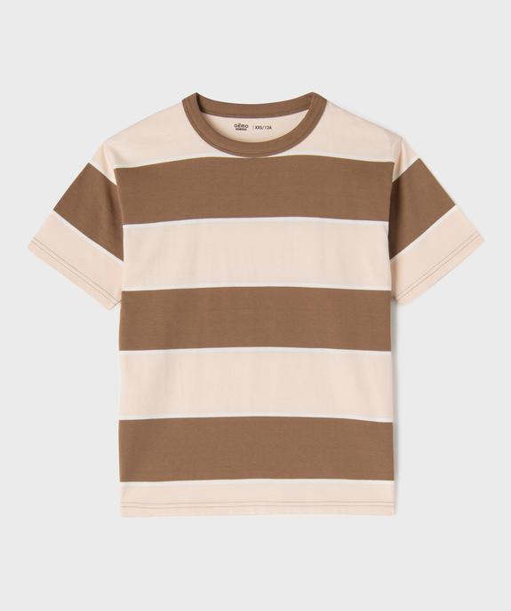 Tee-shirt manches courtes oversize en coton rayé garçon vue2 - GEMO 4G GARCON - GEMO