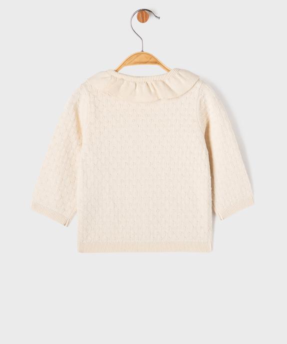 Gilet brassière en maille fantaisie avec col Claudine bébé fille vue3 - GEMO(BB COUCHE) - GEMO