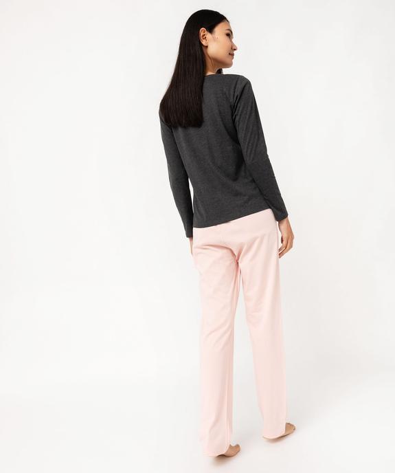 Pyjama bicolore avec motif femme vue3 - GEMO 4G FEMME - GEMO