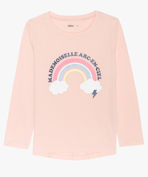 Tee-shirt fille à manches longues avec motif arc-en-ciel vue1 - GEMO (ENFANT) - GEMO