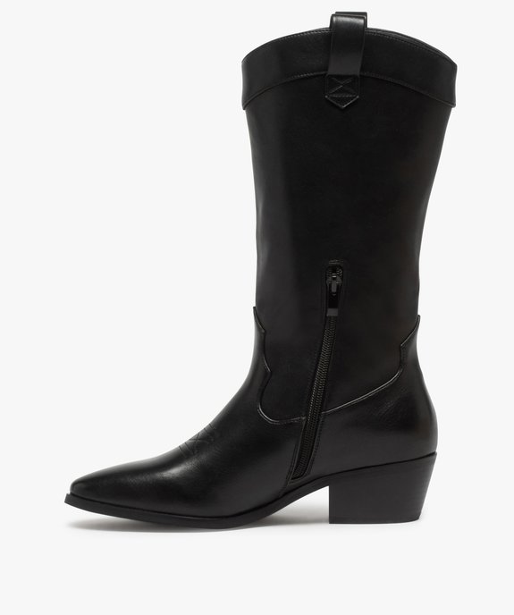 Bottes femme esprit santiags avec tige brodée vue3 - GEMO (CASUAL) - GEMO