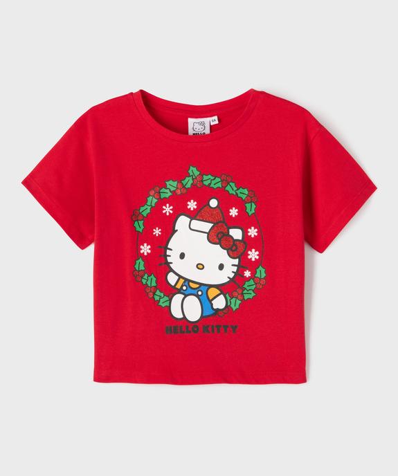 Tee-shirt manches courtes spécial Noël motif chaton fille - Hello Kitty vue1 - HELLO KITTY - GEMO