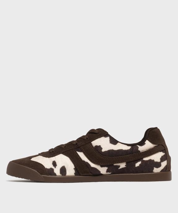 Baskets basses à lacets motifs pelage de vache femme - Camps United vue3 - CAMPS - GEMO