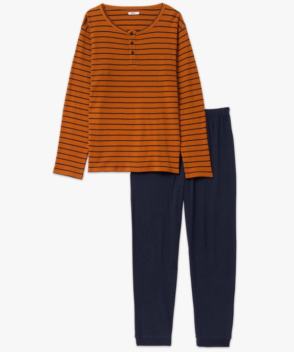 Pyjama homme avec haut tunisien rayé en nid d'abeille vue4 - GEMO(HOMWR HOM) - GEMO